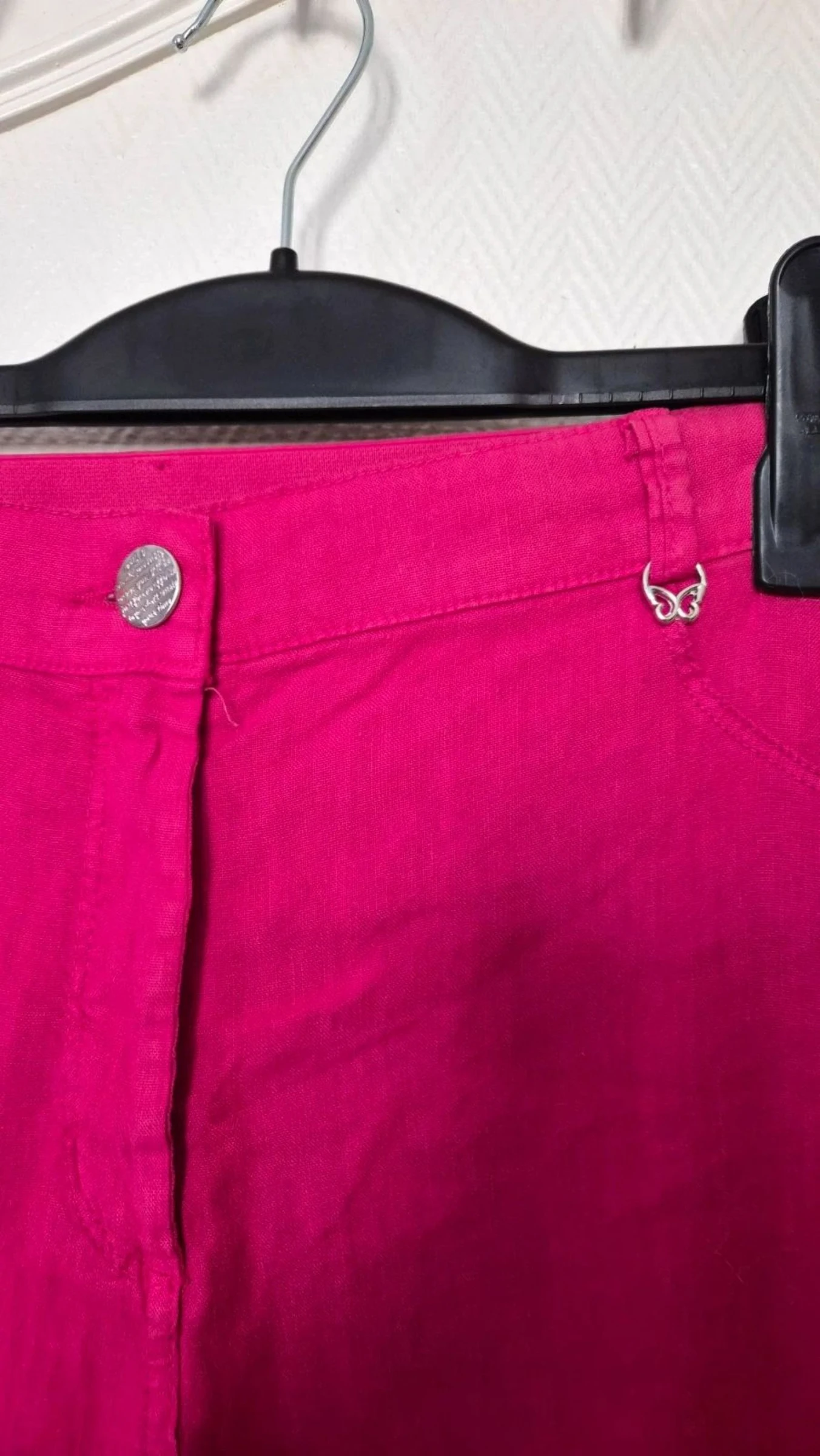 Pantalón de verano fushia mujer Eest Drive 56% Lino, talla 46, nuevo – photo 3